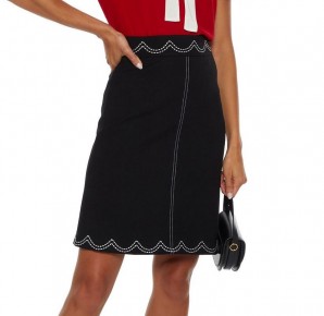 RED Valentino Black Topstitched crepe skirt