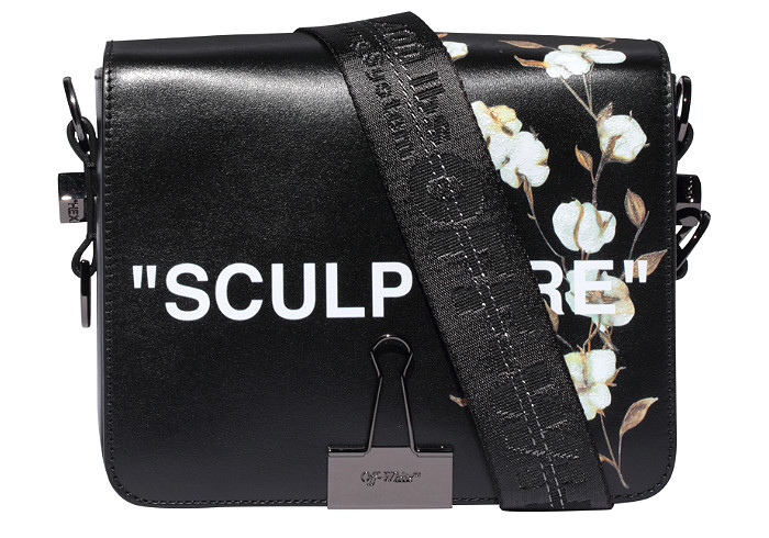 Totes bags Off-White - Sculpture floral print black leather bag -  OWNA059R197790851001